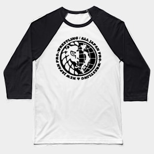 AJPW and NJPW combined Logo B&W Baseball T-Shirt